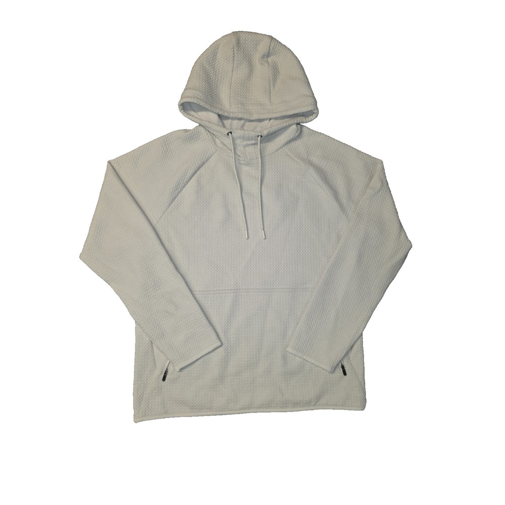 FLX Fleece Textured Size M White Hoodie Sweatshirt